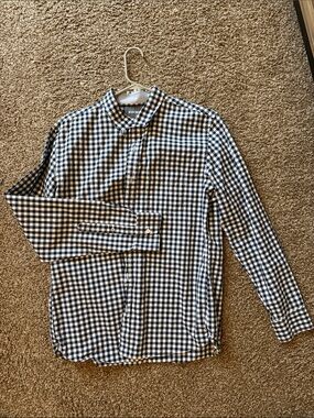 Bonobos Navy & White Checkered Long-Sleeve Button-Down Shirt